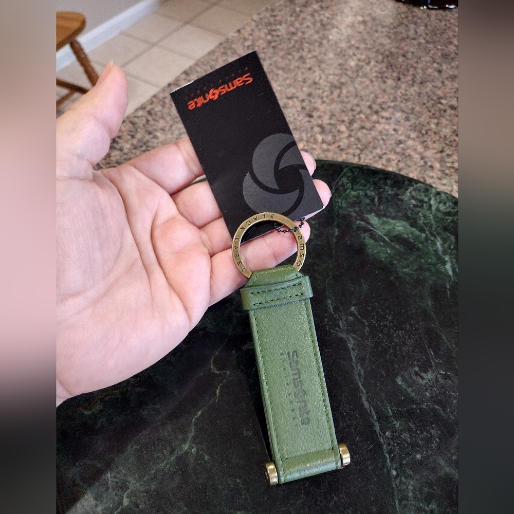 NWT Samsonite Black Label  Key Ring Green Leather